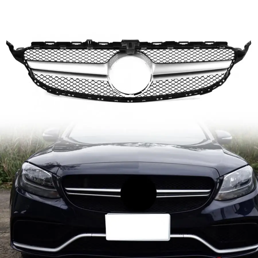 Решетка переднего бампера с отверстием для камеры подходит Mercedes Benz C-class W205 2014 2015