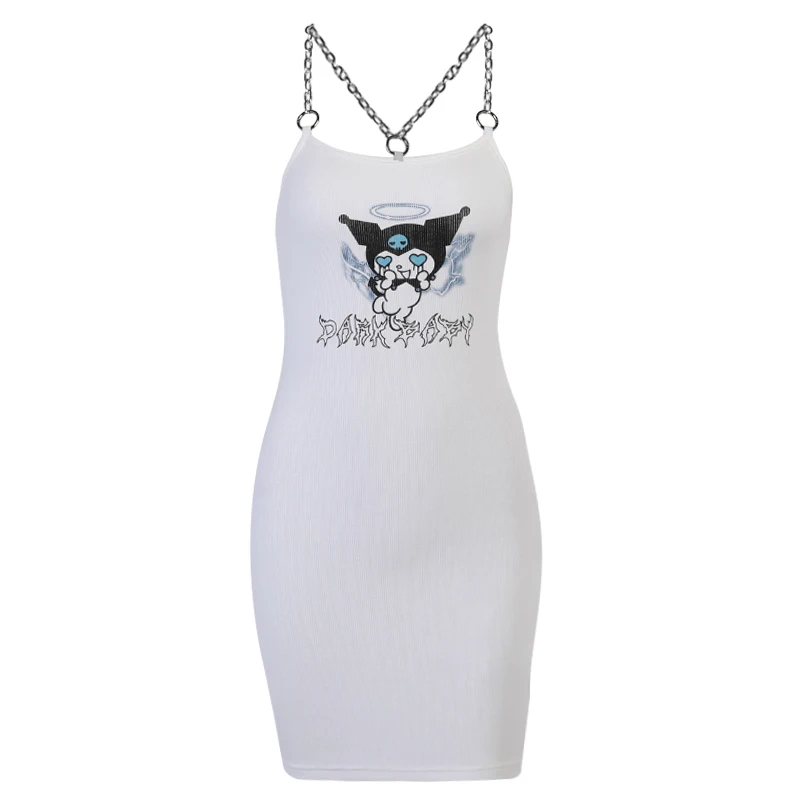 

InsDoit Gothic Harajuku Sexy Summer Women Dress Streetwear Backless Sleeveless Elegant Dress Aesthetic Party High Waist Dresses