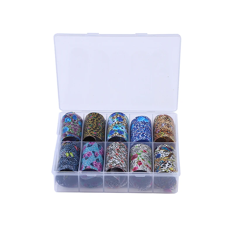 

WH Transfer Foils Stickers Holographic Nail Art Press on Nails Starry AB Paper Flowers Adhesive Decoration Accessories