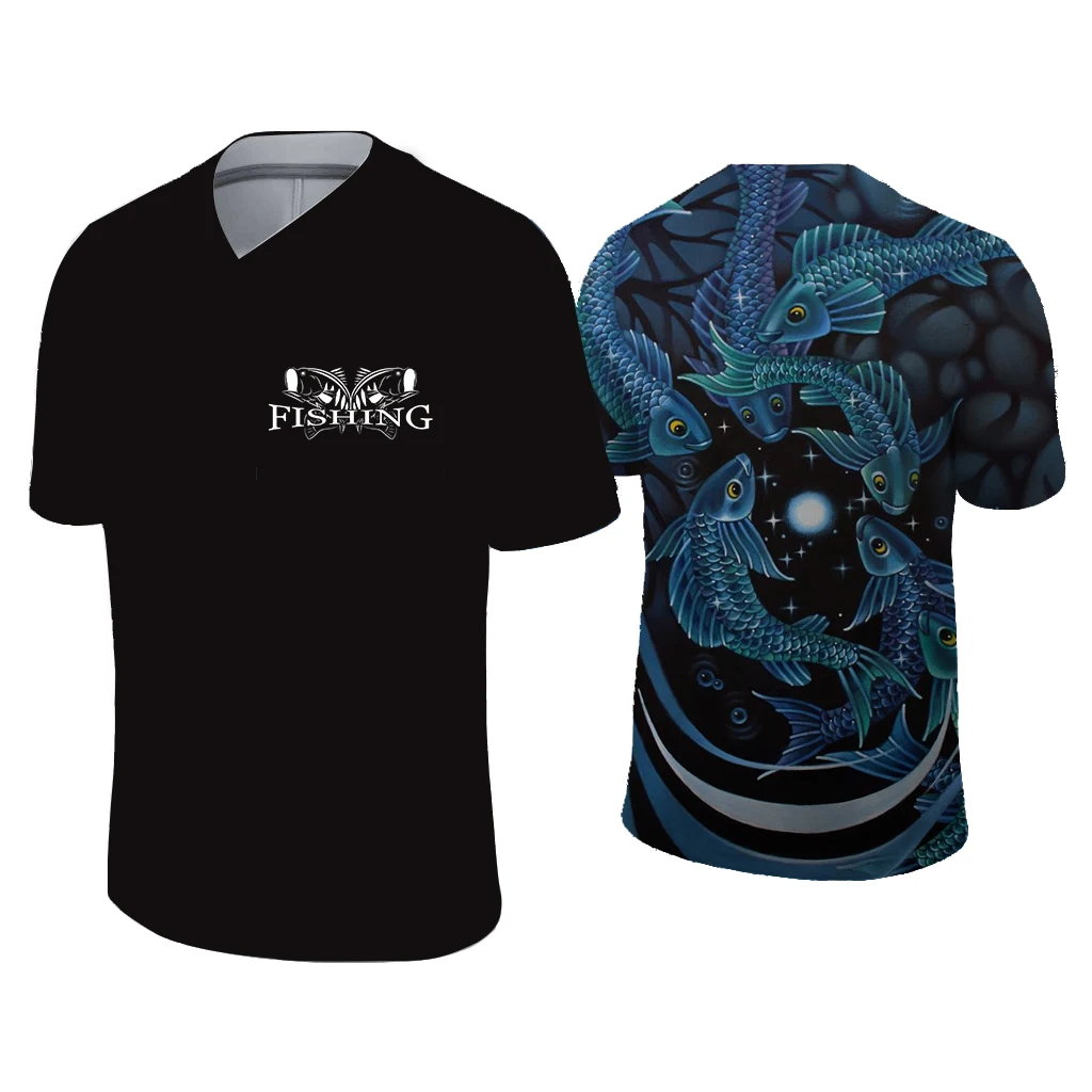 

2021's latest Men's Summer Casual 3D Printed Fish Jump Sportswear Short Sleeve Funny Cool V-collar T-Shirt XXS-6XL