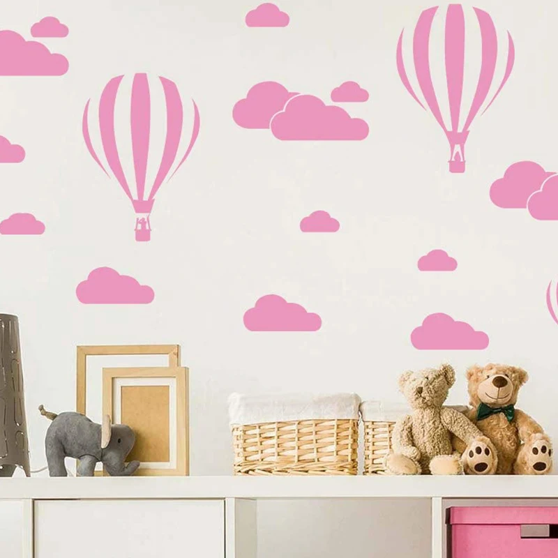 

7 Colors of Clouds and Hot Air Balloon Wall Stickers Children's Room Decoration Decals PVC DIY Home Decor Nursery Wall Mural