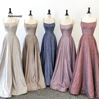 prom dresses sparkly party dresses gala shiny a line prom gown elegant ceremony long dress gala youth spaghetti straps