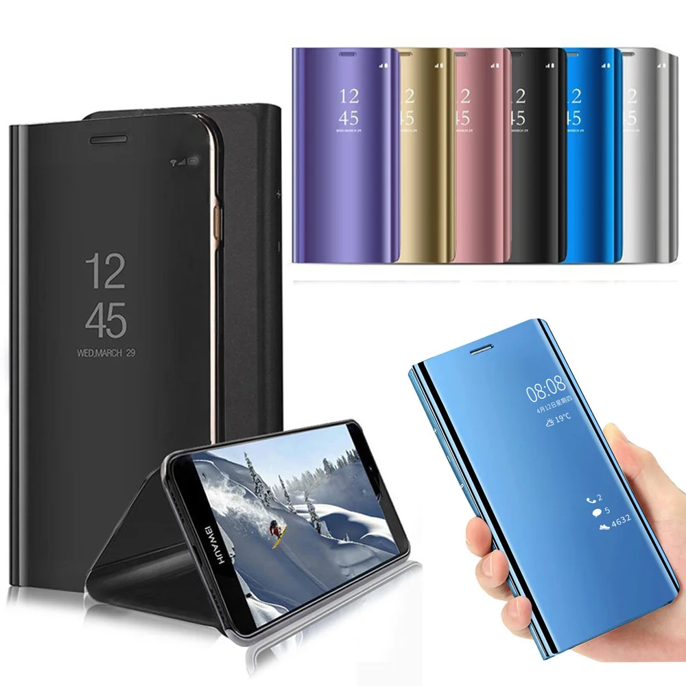 Чехол с гальваническим покрытием для Huawei Honor 8 Lite Smart View зеркальный кожаный флип