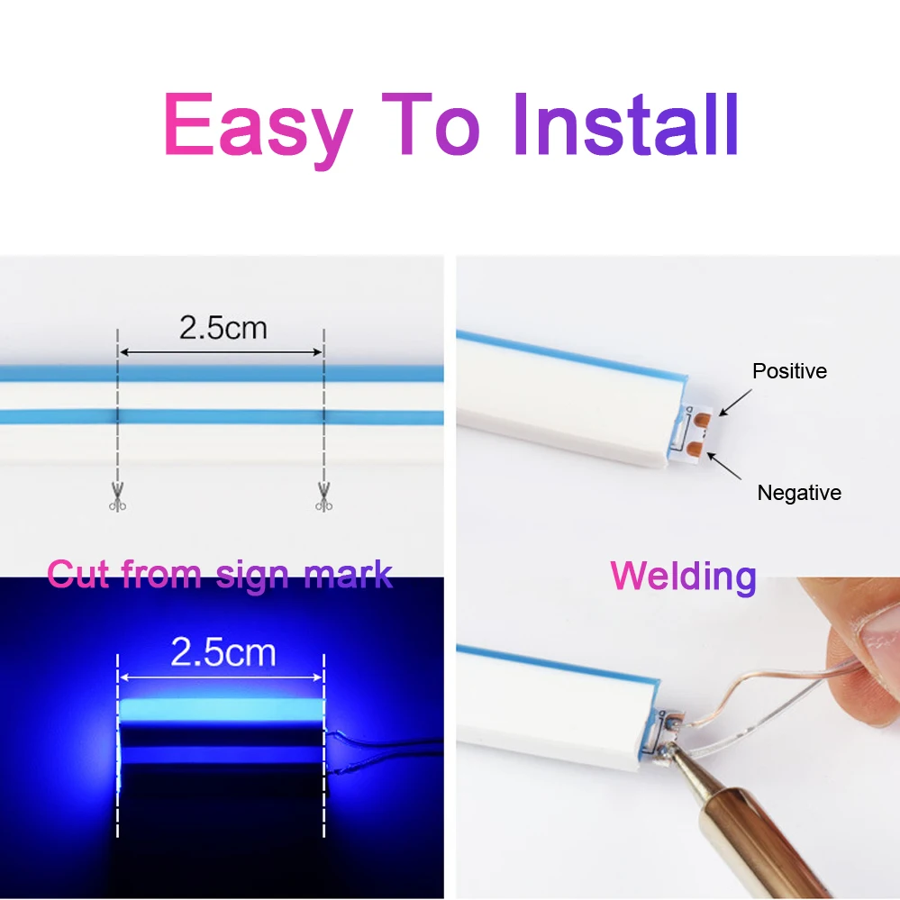 Светодиодный неоновый светильник 12 В гибкая неоновая вывеска Водонепроницаемая