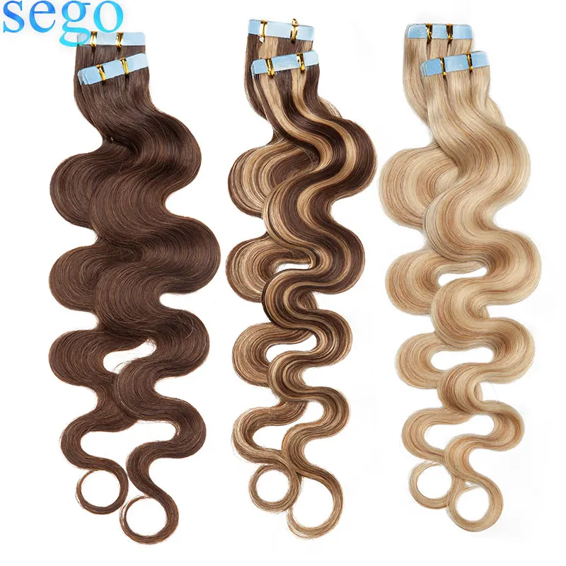 SEGO 12 &quot 24&quot 2 5 реальные человеческие волосы Remy лента для наращивания волос