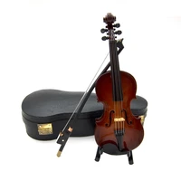 wooden miniature violin model with support case mini musical instrument 112 dollhouse 16 action figure accessories decoration