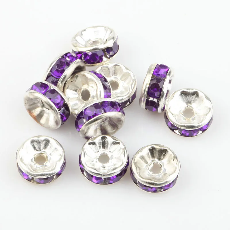 Wholesale 100pcs Rondelle Rhinestone Crystal Spacer Beads lace Flower beads for Jewelry Making 8mm Hole is about 1.5mm | Украшения и