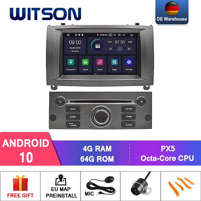 DE В наличии! Автомобильный DVD плеер WITSON для PEUGEOT 407 Android 9 0 4 + 64 ГБ IPS HD экран