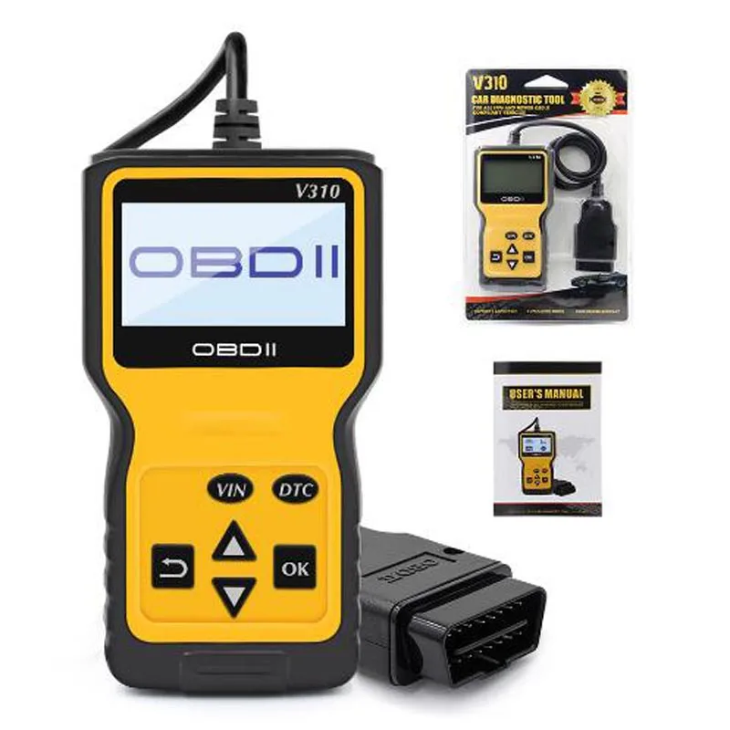 

V310 OBDII EOBD Auto Code Reader 6 Languages Automobile Diagnostic Scanner For All OBD2 OBDII Protocols Cars LCD Display