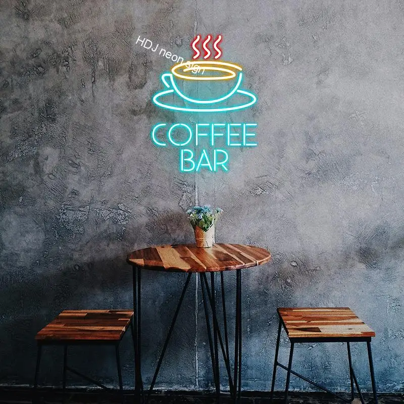 Неоновая вывеска с логотипом персонализированная на заказ для бара бистро кафе