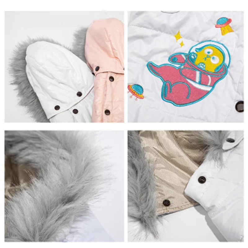 Зимняя теплая одежда для больших собак комбинезон с капюшоном пуховик пальто