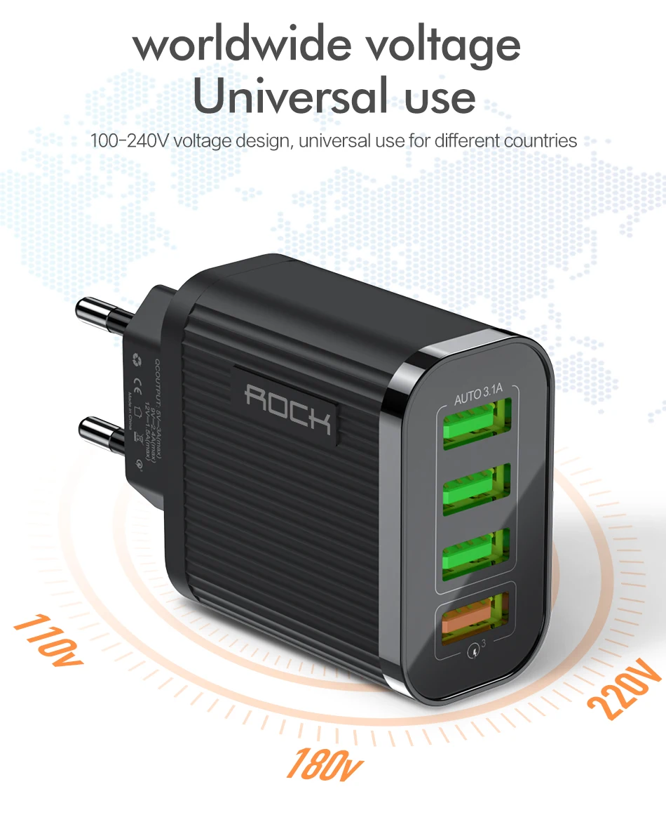 Новое обновление 4 порта QC3.0 Quick Charge 4,0 EU Plug 35 Вт USB зарядное устройство для iPhone Android Tablet дорожное настенное зарядное устройство для телефона адаптер