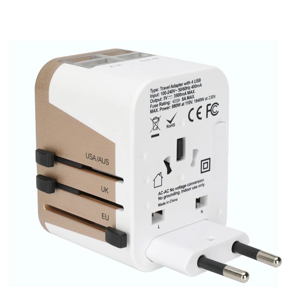 Дорожный адаптер Международный Универсальный питания 3500Mah 3.5A 4 USB универсальное