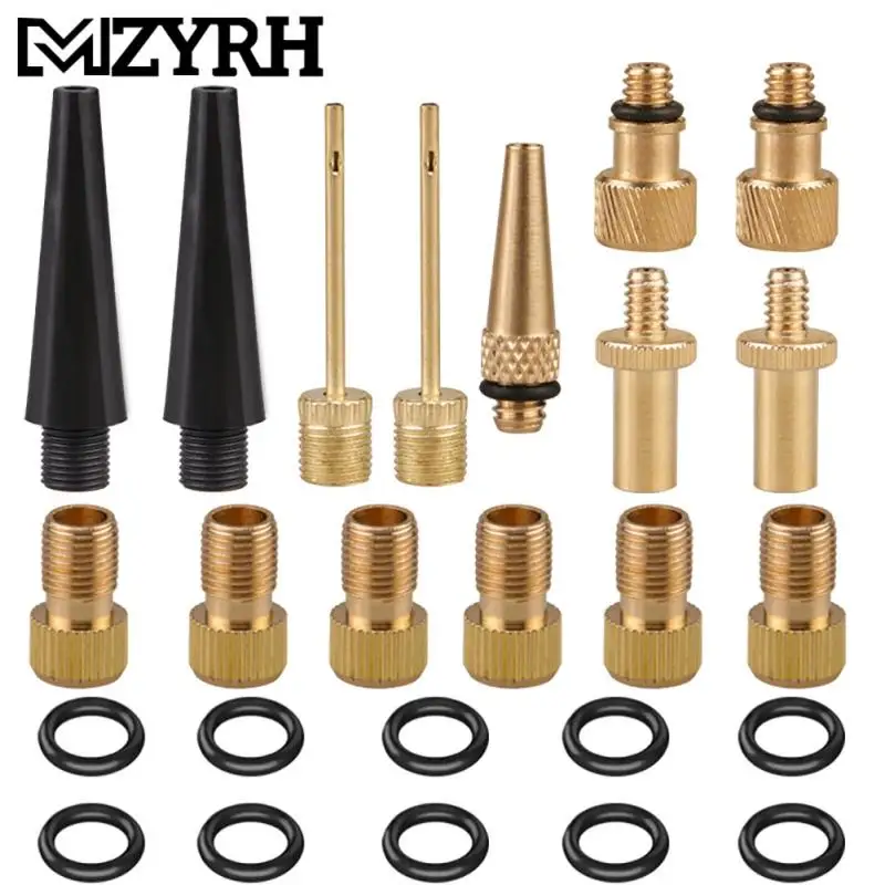

32/25 PCS Copper Bicycle Valve Adapter Set DV SV AV MTB Mountain Bike Tire Pump Needles Adapter Kit Inflator Pump Accessory