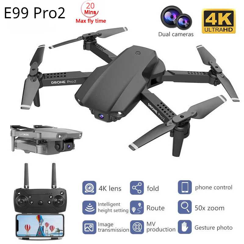

NEW E99 Pro2 RC Mini Drone 4K HD Dual Camera WIFI FPV Professional Aerial Photography Helicopter Foldable Quadcopter Dron Toys