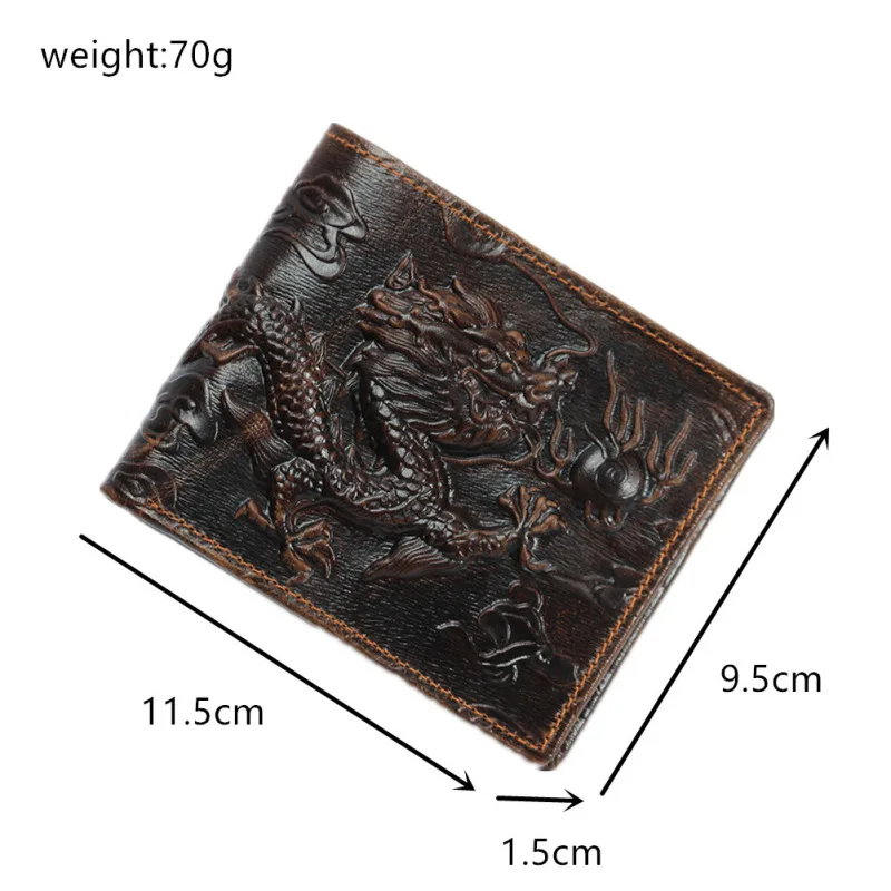 

Bestform 2021 New Genuine Leather Vintage Animal Prints Tiger And Dragon Short Men Wallets And Purses Small Wallet Card Holder