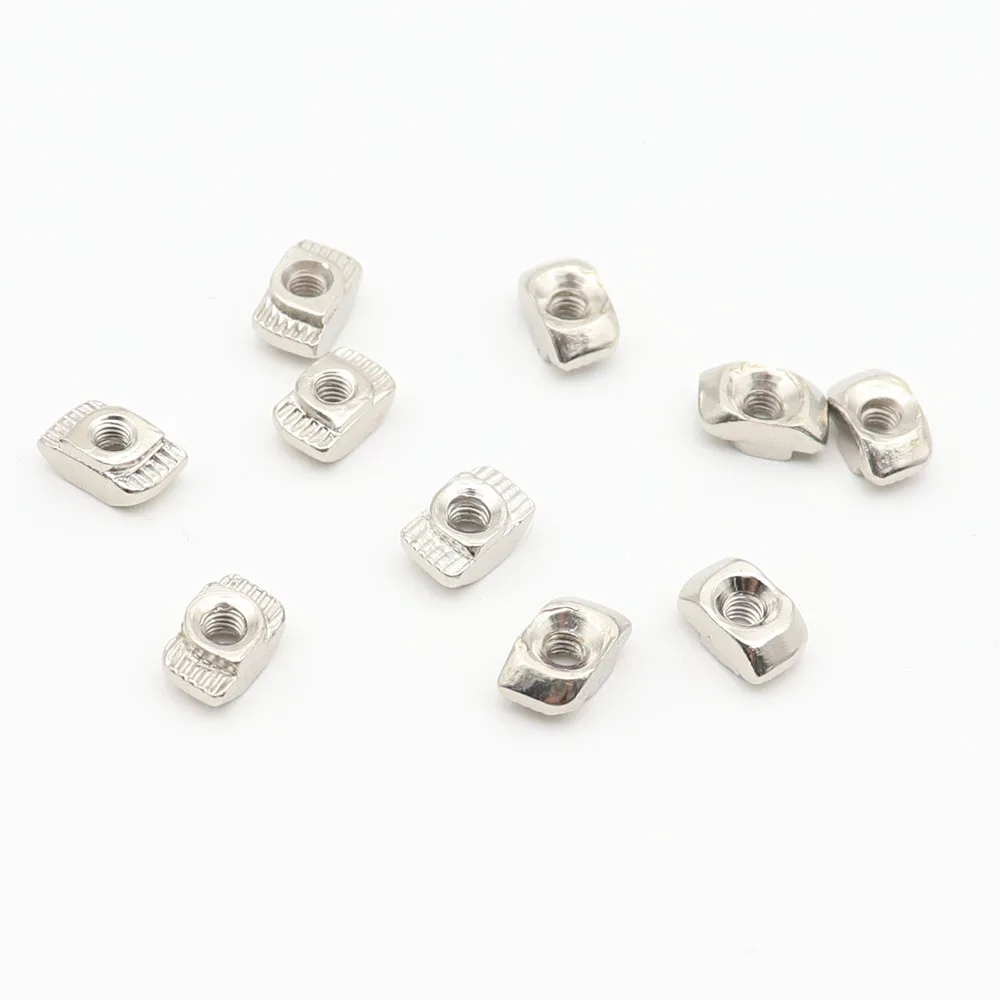 

50pcs M3 M4 M5 Nickel Plated T nut Hammer Head Fasten Nut for Aluminum Extrusion Profile 2020/3030/4040/4545 series