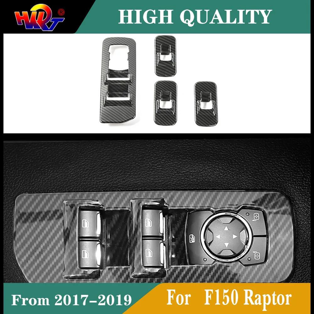 

For Ford F150 RAPTOR 2017-2019 2018 XLT XL Auto parts ABS Carbon Fiber colour Car Window Glass Switch Panel Cover Trim