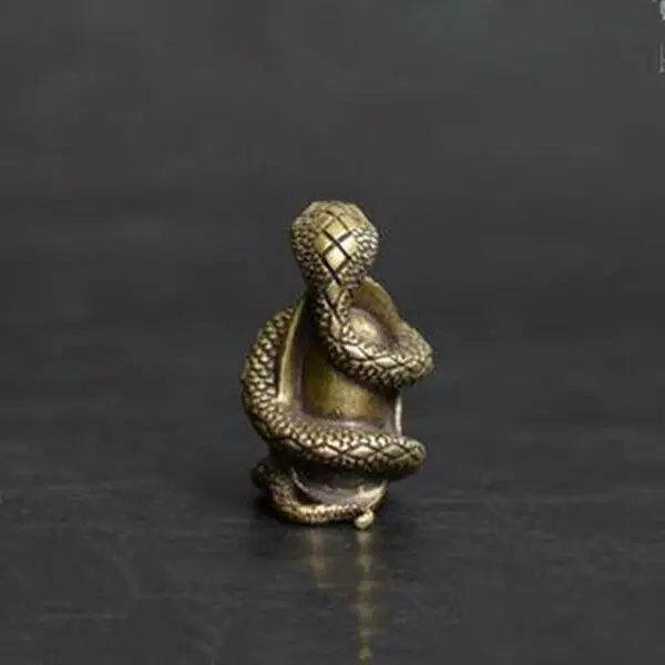 

China's Archaize Brass Wealth Snake Small Statue