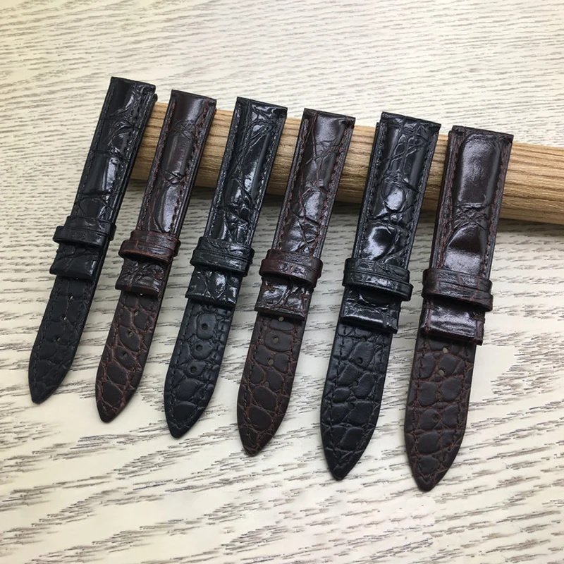 Genuine Crocodile Leather Watchband 18mm 19mm 20mm 21mm 22mm Watches Strap Coffee Black Butterfly Buckle Watch Band