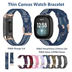 Тканый синий ремешок для Fitbit Charge 3 4 Band, мягкая нейлоновая ткань, спортивный сменный Браслет для Fitbit Sense  Versa 2 3, ультратонкий