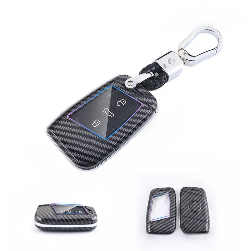 

Carbon fiber style Car Case Cover for VW Magotan Passat B8 CC for Skoda Superb A7 Kodiaq Smart Remote Controller ABS Key Bag
