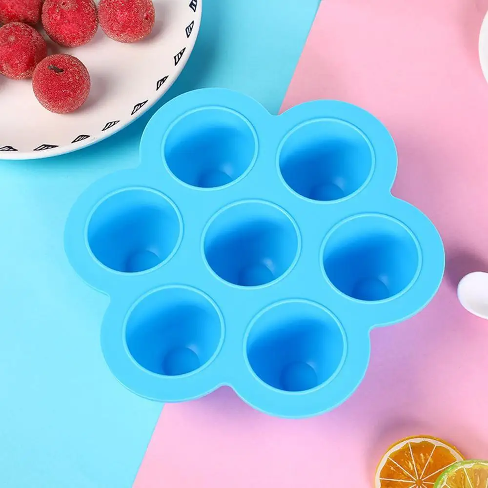 7-отверстия кубика льда силикона с крышкой силиконовые детские Еда дополнение Box