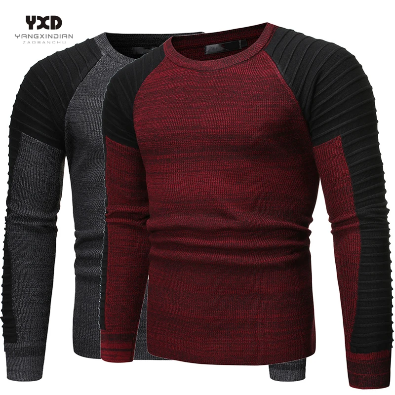

Mens clothes Warm Winter Man Sweater Pullover Men Clothing Mans Sweaters Jumper Men Spliced Striped Knitted Sweater Pullovers