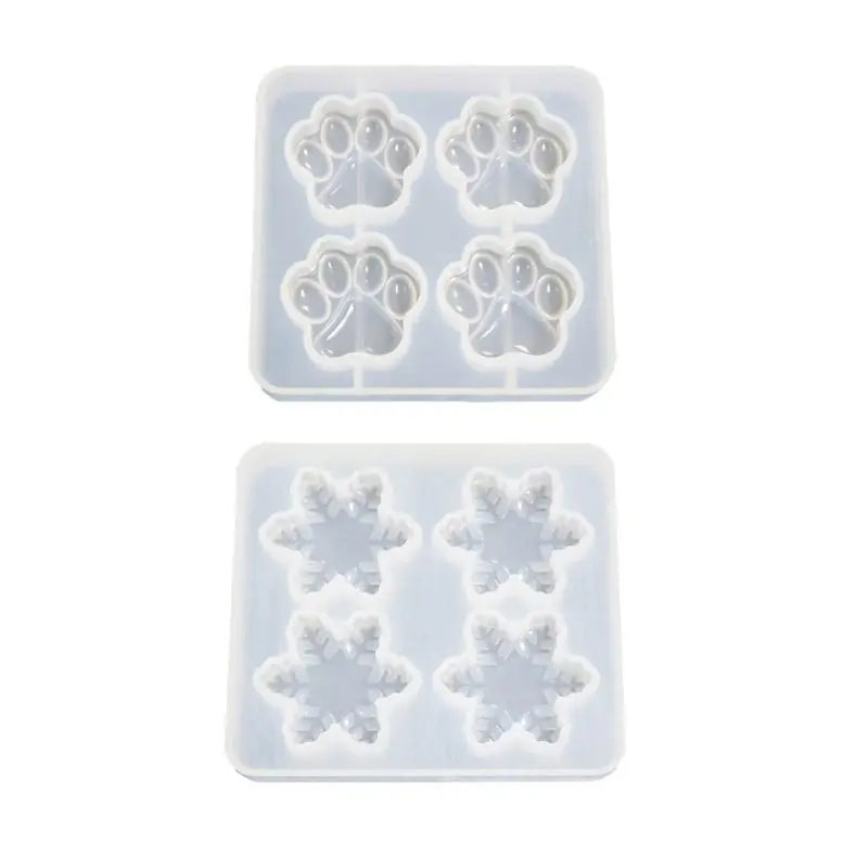 

Cute Pet Paw Snowflake Pendant Silicone Resin Mold Jewelry Making Baking Tools
