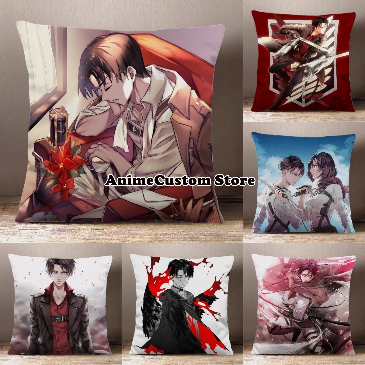 Аниме игра атака на Титанов Levi · Ackerman квадратная диванная Подушка Siesta Dakimakura Safa