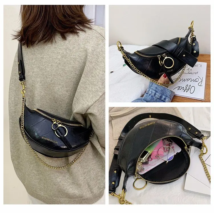 Женская сумка-мессенджер из натуральной кожи с цепочкой весна 2020 | Багаж и сумки