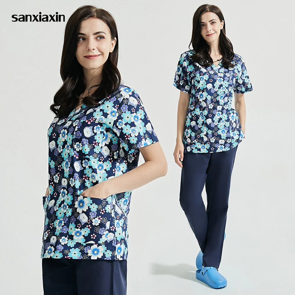 

Короткий рукав спа-Униформа костюм косметолога костюмы на каждый день, Комплект Высокое качество Медицинское обслуживание печатания скраб...