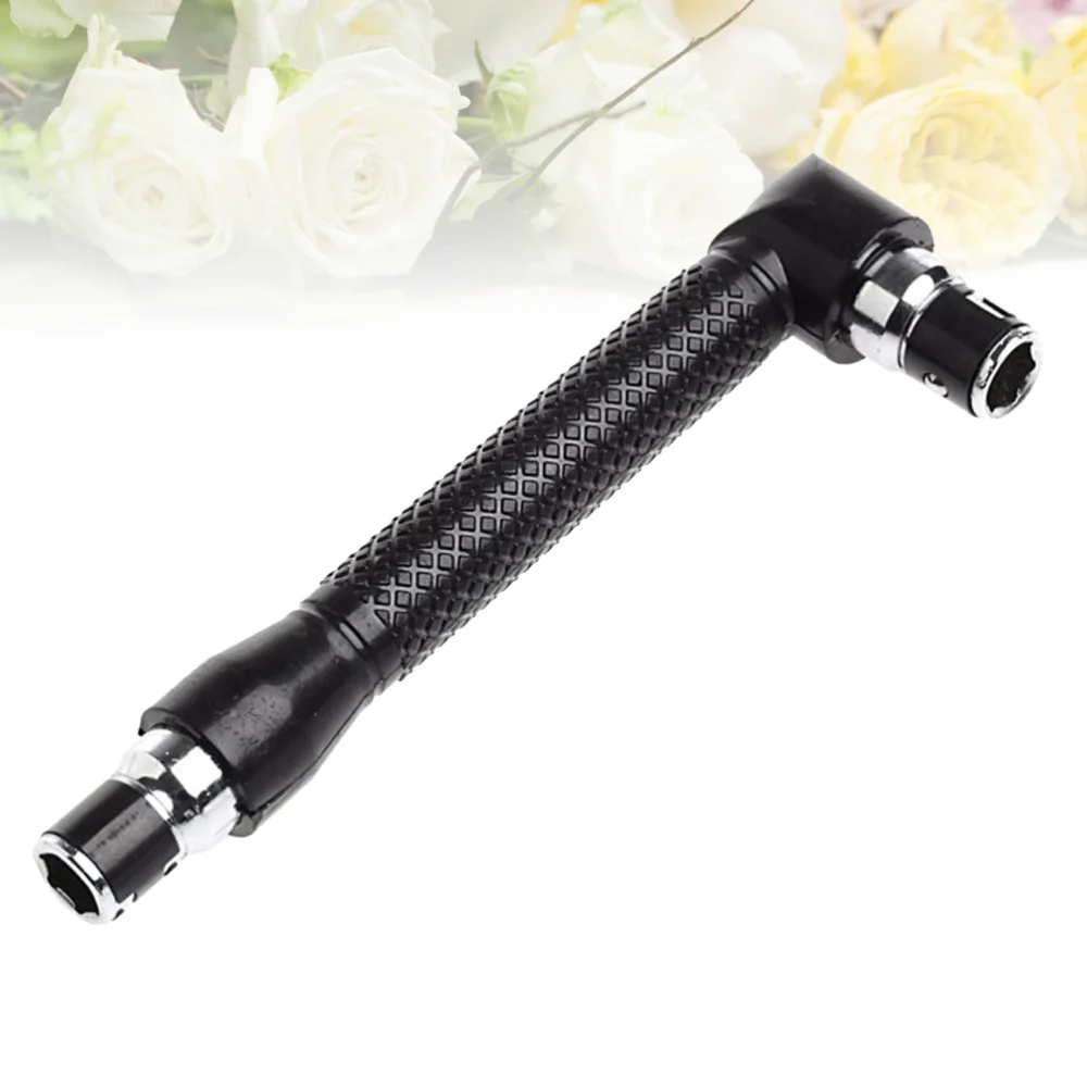 

Double-headed L-shaped Socket Wrench Extension Handle Screwdriver 1/4'' Hex 90 Degree Right Angle Screwdriver Adapter (Black)