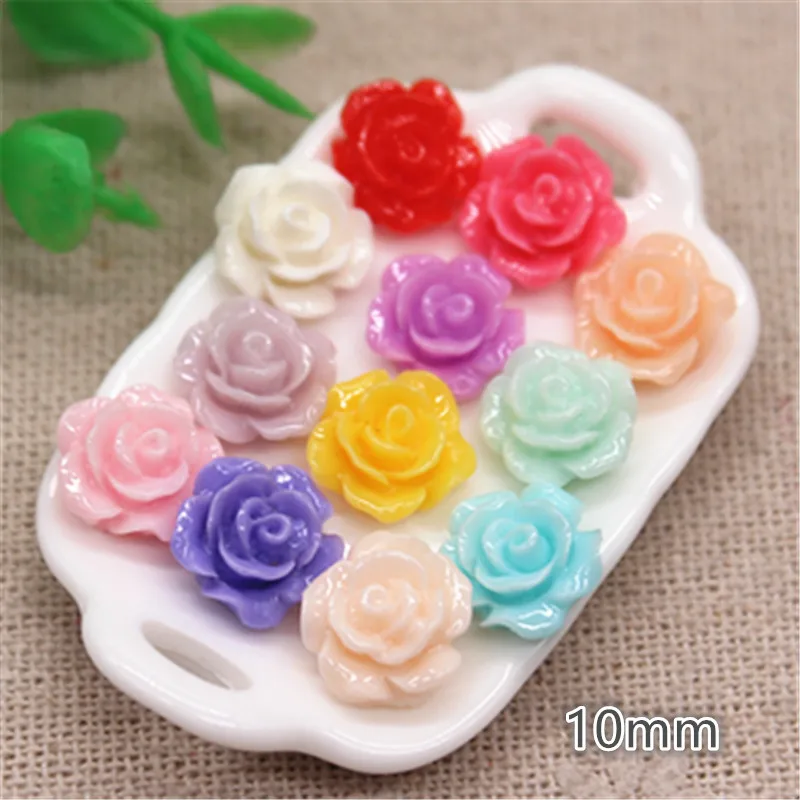 

100pcs 10mm Resin Little Rose flower Flatback Cabochon DIY Hair Clip Ornament Scrapbook Accessories