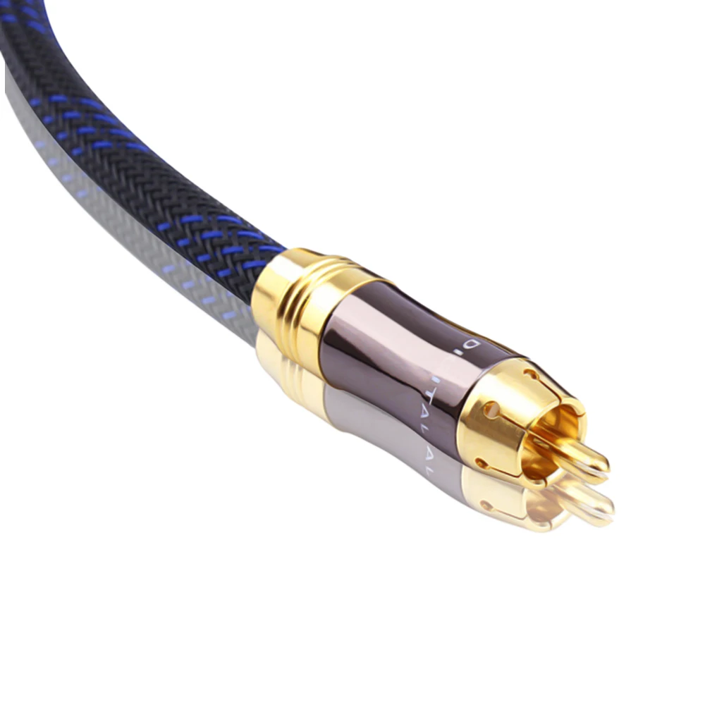 

Цифровой коаксиальный аудио/видео кабель HIFI 0,5 м, 1 м, 1,5 м, 2 м, 3 м, 5 м, 1 штекер на 1 штекер Rca, Золотой кабель для динамиков, кабель для сабвуфера ...