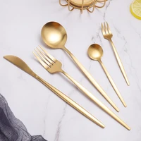 5pcs gold cutlery set matte cutlery stainless steel diner spoon fork knife set dishwasher safe tableware kitchen dinnerware set