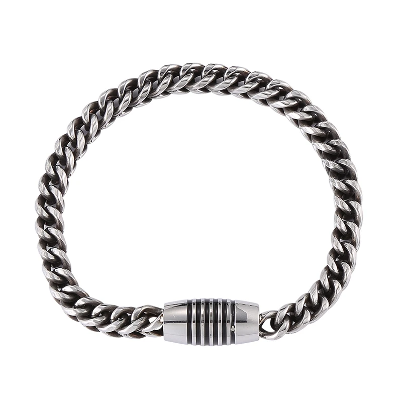 

Silver Color 6mm Stainless Steel Curb Cuban Link Chain Hand Bracelet for Men Punk Jewelry Bangles Party Christmas Gift GS0060