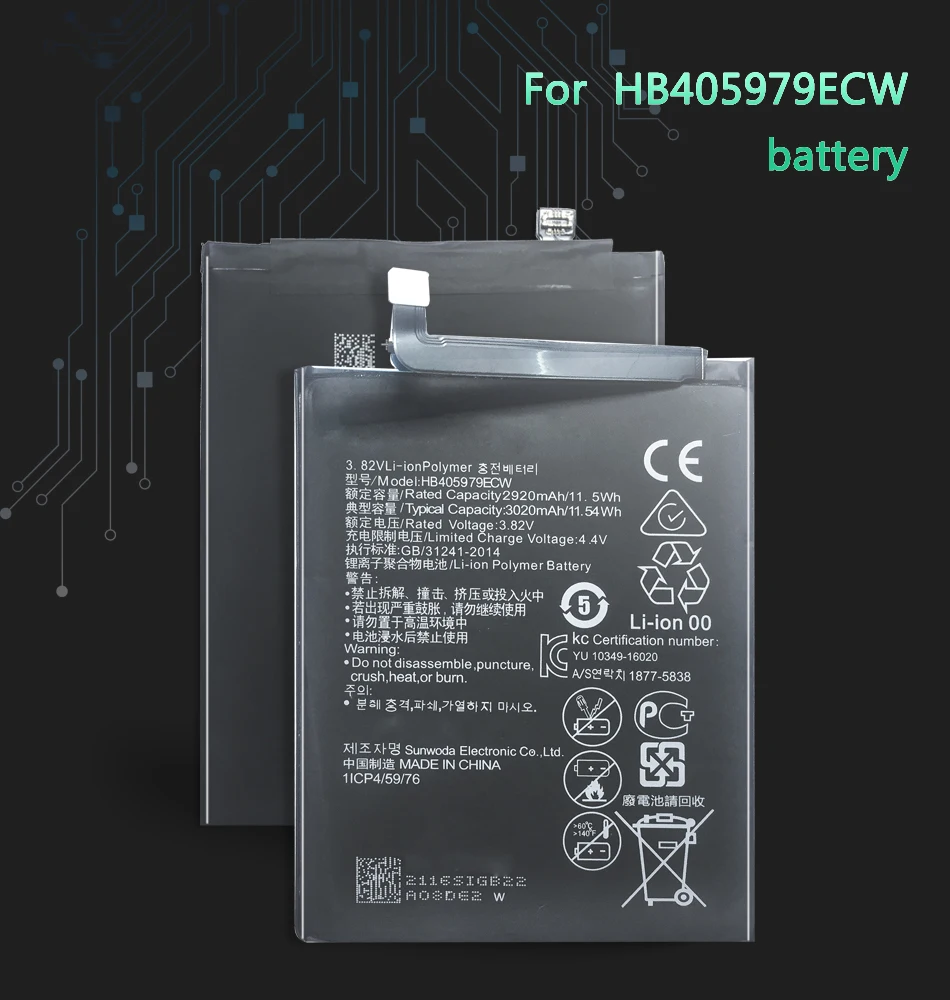 3020 мА/ч, HB405979ECW Аккумулятор для Huawei Y6 /Y6 Pro /НУА Вэй слава 6 играть MYA-L11 MYA-L41 MYA-L03 L23 L02 L22