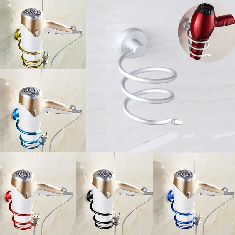 Держатель для фена алюминиевый настенный с корзиной 1 6|Подставки хранения и