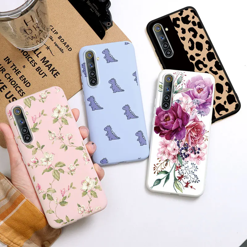 silicone phone case for oppo realme 6 pro cases soft tpu back cover for realme 6 pro 6i 6 i realme6 flower protective bumper bag free global shipping