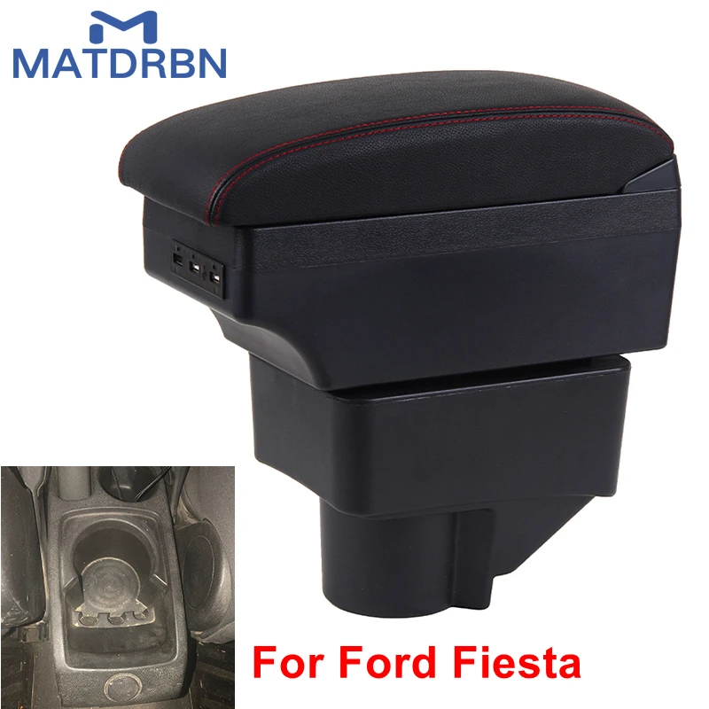 Подлокотник для Ford Fiesta двухслойная центральная консоль магазина с