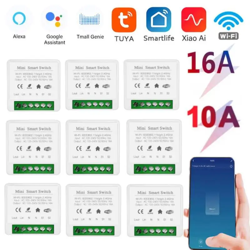 

Умный модуль переключателя с поддержкой Wi-Fi, 16 А, 10 шт.