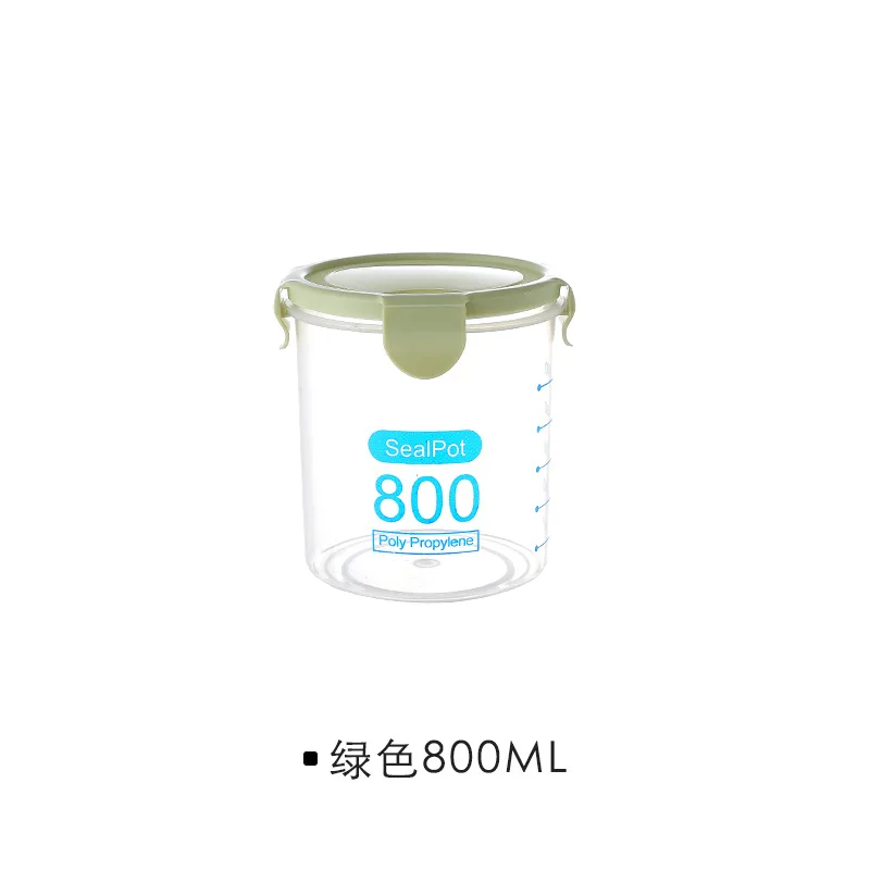 800ml Green 600 мл/800 мл/1000 мл/1500 мл свежий горшок для хранения кухни пластиковая закрывающаяся коробка контейнер для сохранения пищи Твердые крупы банка для зерна - Цвет: 800ml Green