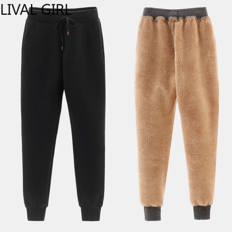 Женские утепленные брюки новые зимние теплые вельветовые толстые ягненки