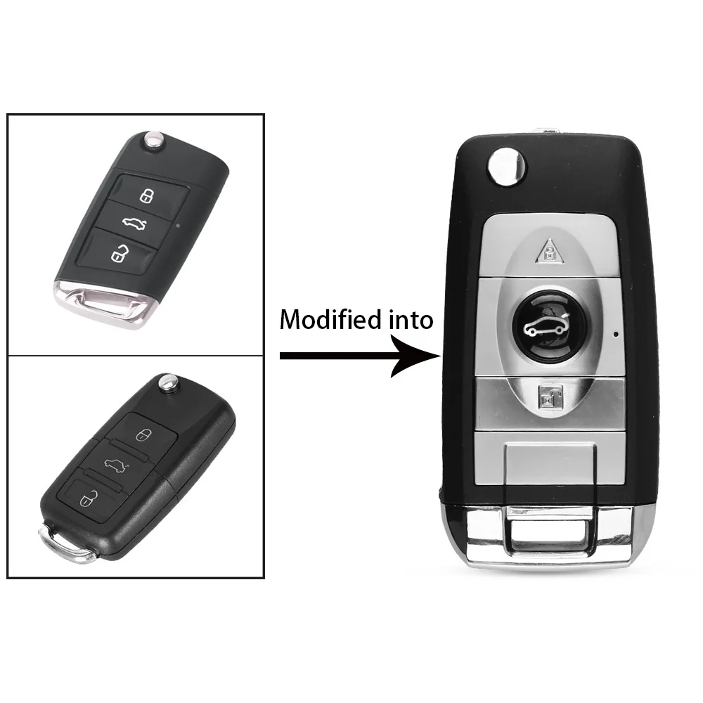 KEYYOU модифицированный автомобильный флип-чехол для ключей Fob VW Passat Polo Golf Touran Bora Ibiza