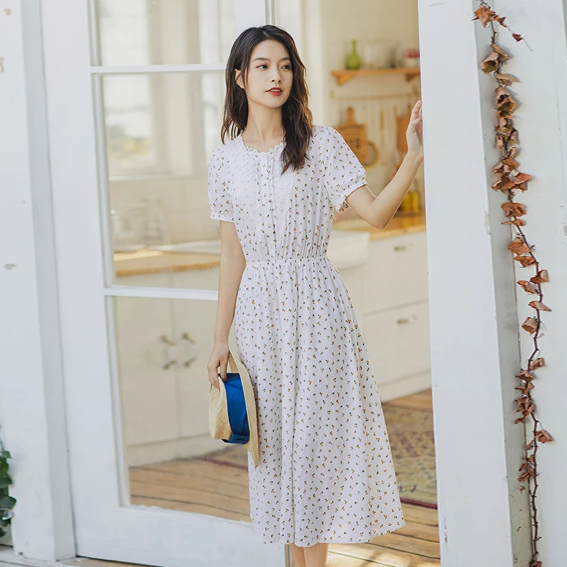 INMAN платье с коротким рукавом кружевное в шикарном стиле присборенной талией |