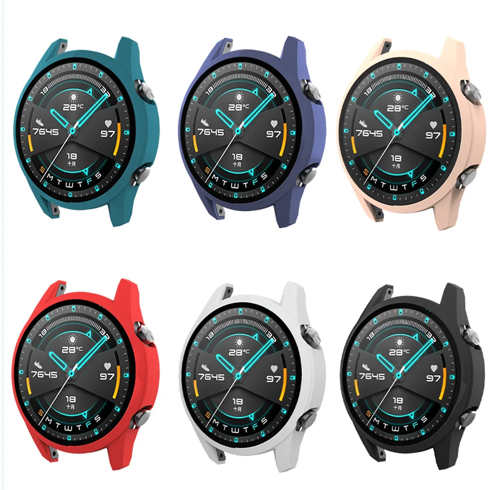 Защитное стекло и чехол для huawei watch GT2 2e закаленное с полным покрытием экрана 46 мм