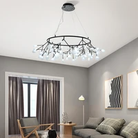 nordic designer chandelier heracleum light living room bedroom black and gold led circle lighting fixtures dine lamp home decor