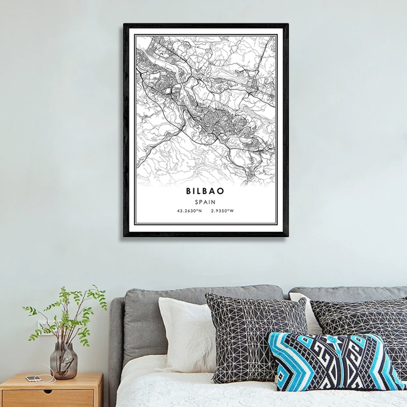 

Bilbao map print poster canvas | Bilbao Spain city map print poster canvas