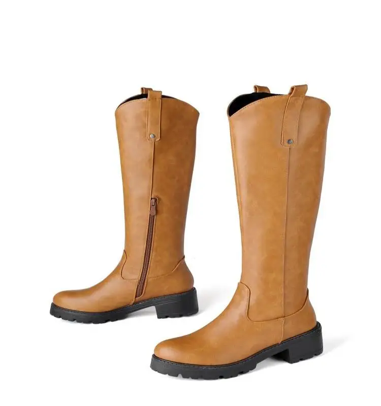 Сапоги до колена зимняя женская длинная обувь Botines Mujer коллекция 2019 года Размер 10